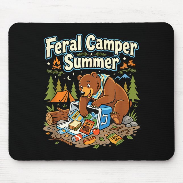 Feral camper weekend forest backpacking enthusiast mouse pad (Front)