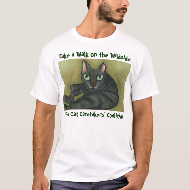 Feral Cat T-Shirt - Dark Green Lettering (Front)