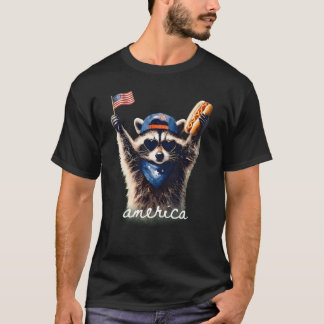 Feral Free American Racoon Funny 4Th Of July T-Shirt