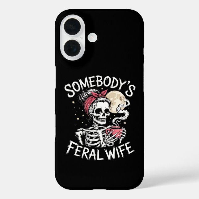 Feral Funny Coffee Lovers Drinking Skull Joke Case-Mate iPhone Case (Back)