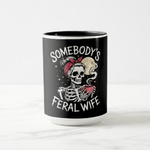 Feral Funny Coffee Lovers Drinking Skull Joke Mug