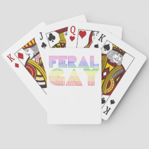 Feral Gay LGBT Gay Bi Pan Trans Pride Meme Rainbow Playing Cards