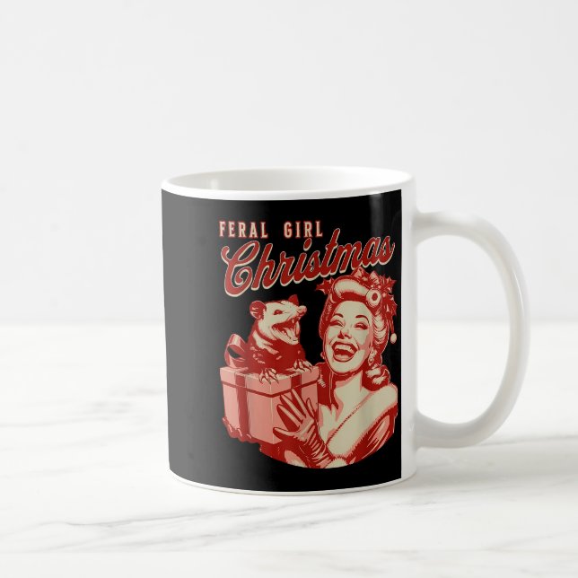 Feral Girl Christmas Funny Ossum Ssum Merry Xmas W Coffee Mug (Right)