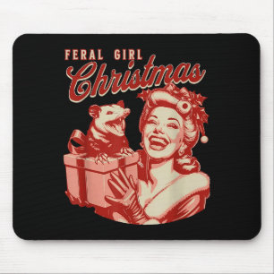 Feral Girl Christmas Funny Ossum Ssum Merry Xmas W Mouse Pad