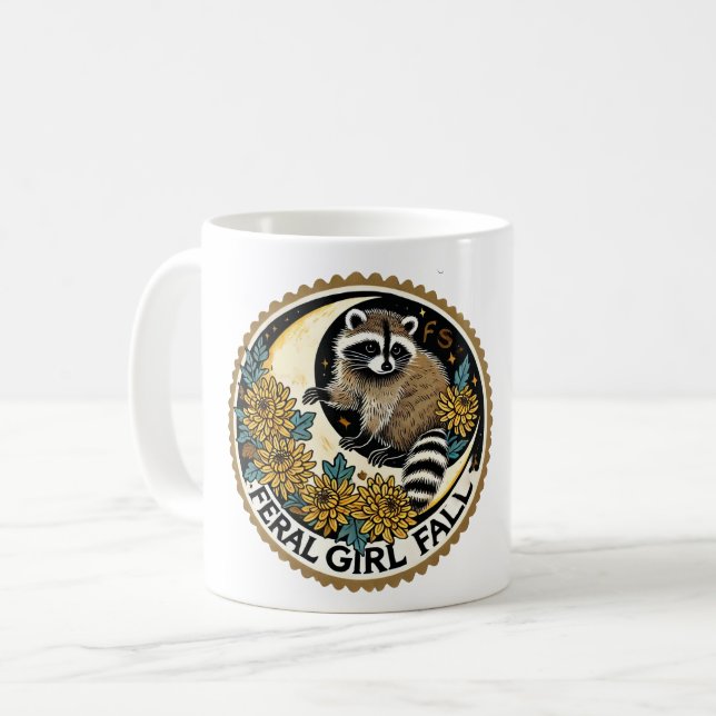 Feral Girl Fall Racoon                            Coffee Mug (Front Left)