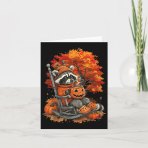 Feral Girl Fall Racoon Halloween Pumpkin Racoon  Card