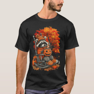 Feral Girl Fall Racoon Halloween Pumpkin Racoon T-Shirt