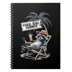 Feral Girl Summer Beach Funny Racoon Notebook