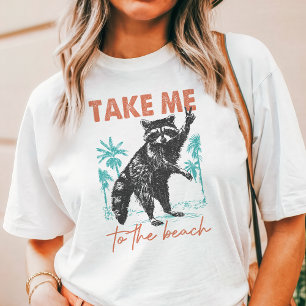 Feral Girl Summer Beach Racoon  Tri-Blend Shirt