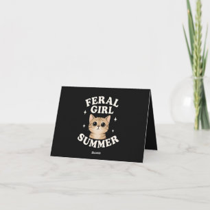 Feral Girl Summer Cat Birthday Card