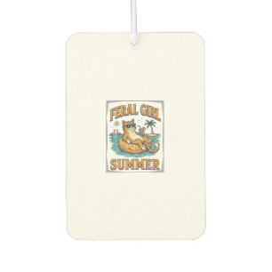 Feral Girl Summer Cat Float Vintage Shirt Design_1 Car Air Freshener