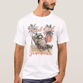 Feral Girl Summer Funny Cute Racoon T-Shirt