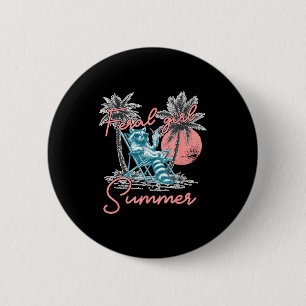 Feral girl summer funny meme feral racoon summer 6 cm round badge