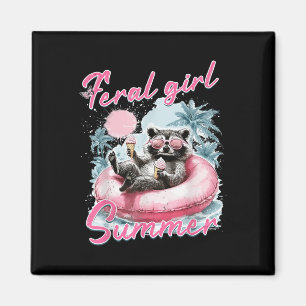 Feral Girl Summer Funny Meme Feral Racoon Summer Magnet