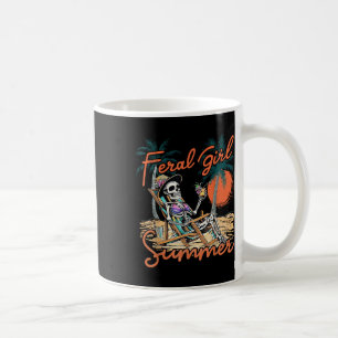 Feral Girl Summer Funny Meme Skeleton Hawaii Beach Coffee Mug