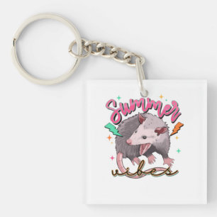 Feral Girl Summer Funny Opossum Key Ring