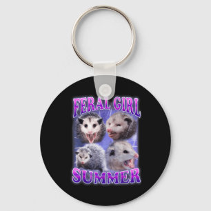Feral Girl Summer Opossum Funny Meme  Key Ring