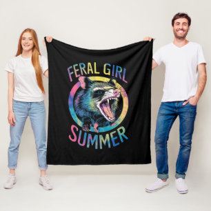Feral Girl Summer Opossum Tie Dye Racoon Fleece Blanket