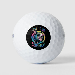 Feral Girl Summer Opossum Tie Dye Racoon Golf Balls