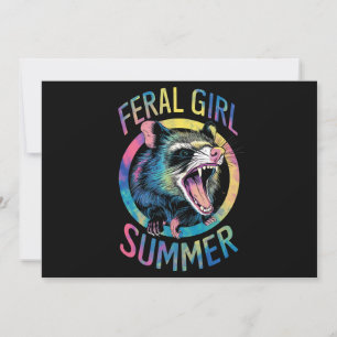 Feral Girl Summer Opossum Tie Dye Racoon Invitation
