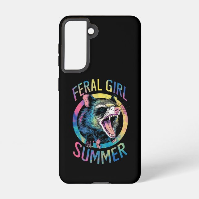 Feral Girl Summer Opossum Tie Dye Racoon Samsung Galaxy S21 Case (Back)