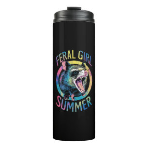 Feral Girl Summer Opossum Tie Dye Racoon Thermal Tumbler