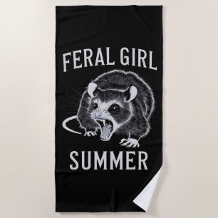 Feral Girl Summer Opossum Vintage Beach Towel