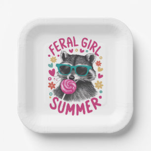 Feral Girl Summer Opossum Vintage Paper Plate
