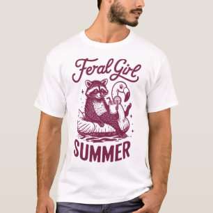 Feral Girl Summer Raccoon Vacay Trash Panda Summer T-Shirt