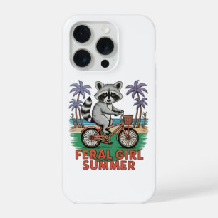 Feral Girl Summer Racoon Beach Vibes Wild Coastal iPhone 15 Pro Case