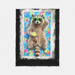 Feral girl summer racoon coctails women girl fleece blanket