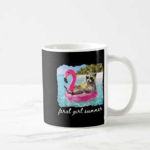 Feral Girl Summer Racoon Flamingo Summer Beach Coffee Mug