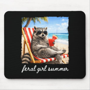 Feral girl summer racoon funny meme women girl mouse pad