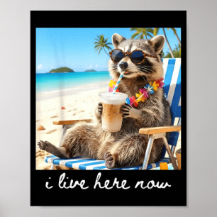 Feral girl summer racoon funny meme women girl poster