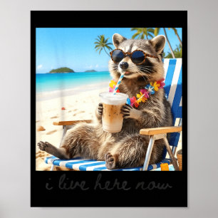 Feral girl summer racoon funny meme women girl poster
