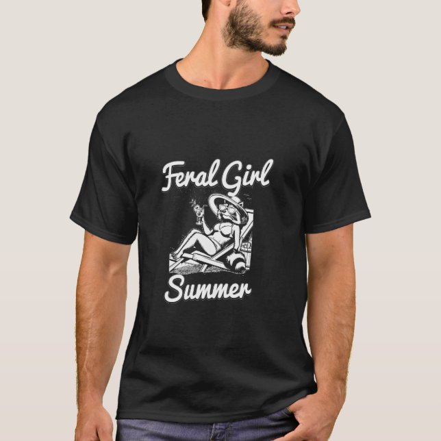 Feral Girl Summer Racoon in a bikini T-Shirt (Front)