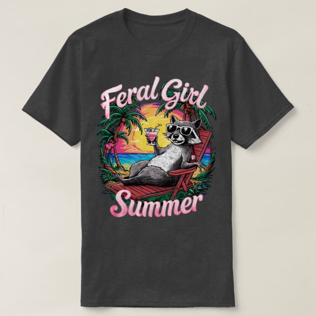 feral girl summer racoon T-Shirt (Design Front)
