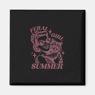 Feral Girl Summer Trash Panda Cute Raccoon Summer Magnet