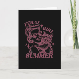 Feral Girl Summer Trash Panda Cute Racoon Summer Card