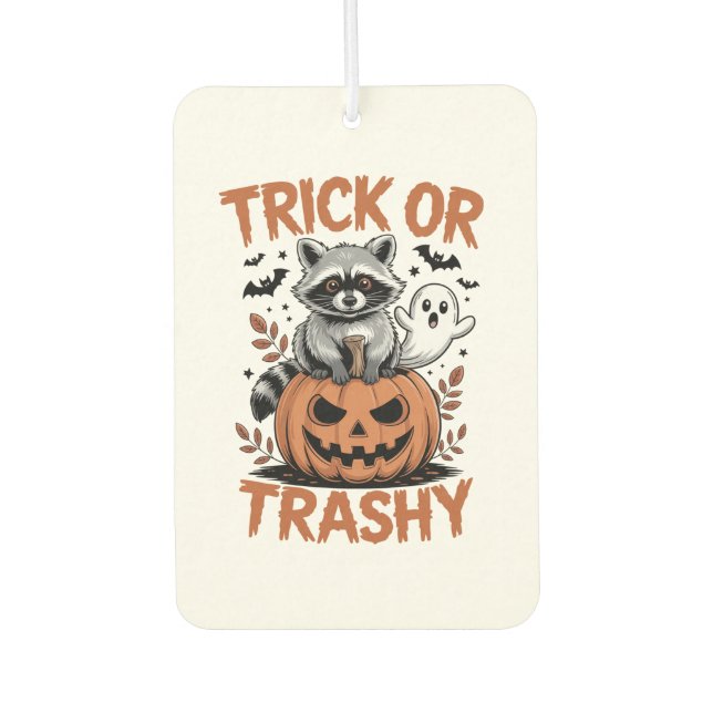 Feral Halloween Trick or Trashy Car Air Freshener (Front)
