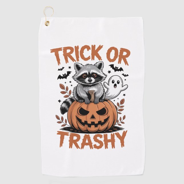 Feral Halloween Trick or Trashy Golf Towel (Front)