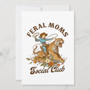 Feral Mum Social Club Funny Retro Boho Cowgirl Invitation