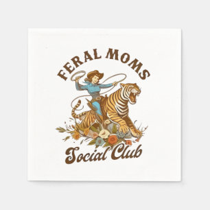 Feral Mum Social Club Funny Retro Boho Cowgirl Napkin