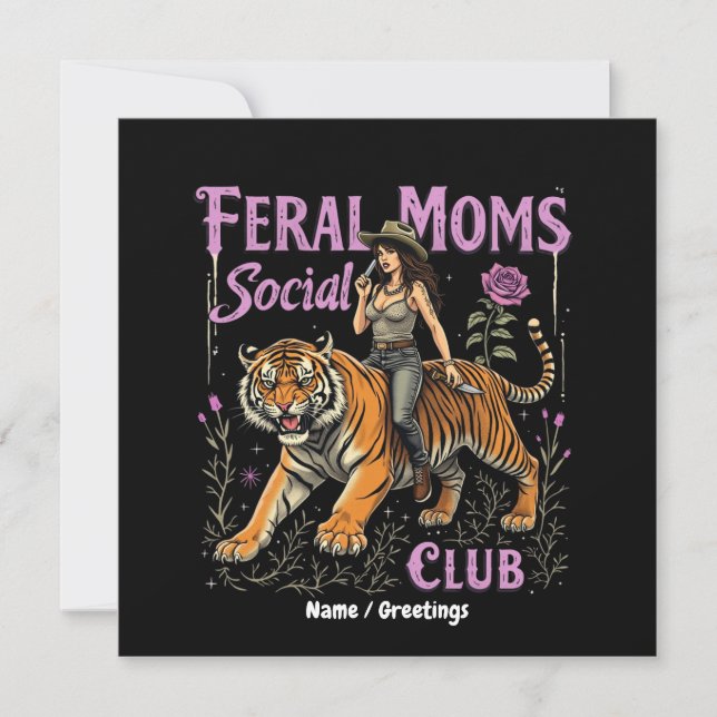 Feral Mum Social Club | Funny Trendy Graphic Gift  Invitation (Front)