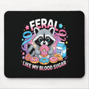 Feral Raccoon And Donuts Diabetes Awareness Design Mouse Pad