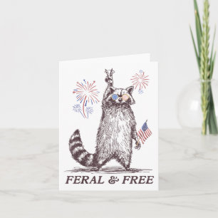 Feral Racoon 4th Of July Funny Patriotic Racoon F Card