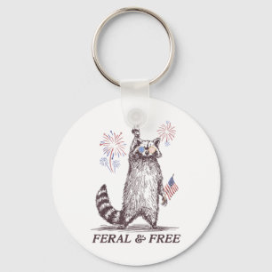 Feral Racoon 4th Of July Funny Patriotic Racoon F Key Ring