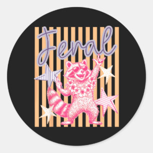 Feral Racoon Ed Summer Preppy Summer Girly Beach Classic Round Sticker