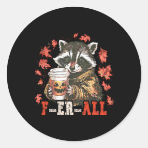 Feral Racoon Pumpkin Spice Thanksgiving Autumn Fa Classic Round Sticker