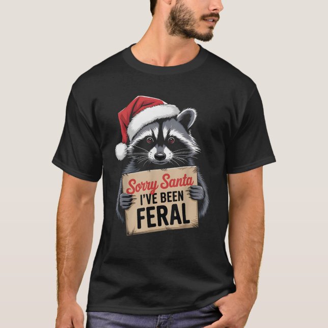 Feral Racoon X Mas Humour Teen Boys Girls Funny Ch T-Shirt (Front)